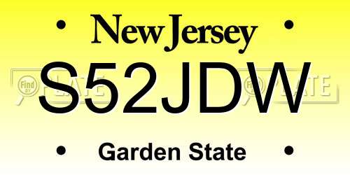 S52JDW New Jersey License Plate