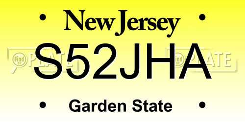S52JHA New Jersey License Plate