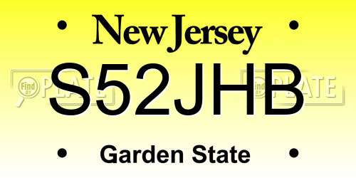 S52JHB New Jersey License Plate