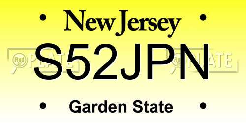 S52JPN New Jersey License Plate