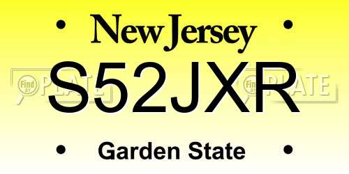 S52JXR New Jersey License Plate
