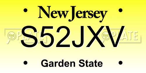 S52JXV New Jersey License Plate
