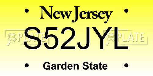 S52JYL New Jersey License Plate