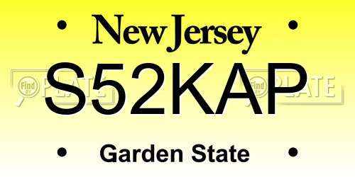 S52KAP New Jersey License Plate
