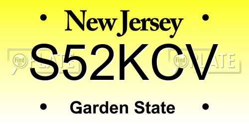 S52KCV New Jersey License Plate