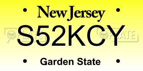 S52KCY New Jersey License Plate