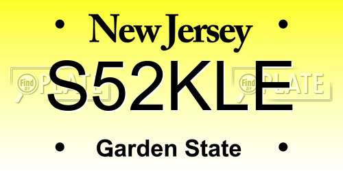 S52KLE New Jersey License Plate
