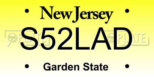S52LAD New Jersey License Plate