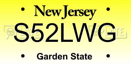 S52LWG New Jersey License Plate