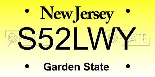 S52LWY New Jersey License Plate