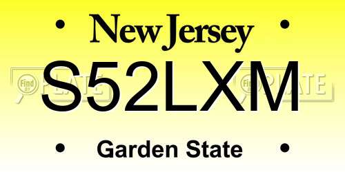 S52LXM New Jersey License Plate