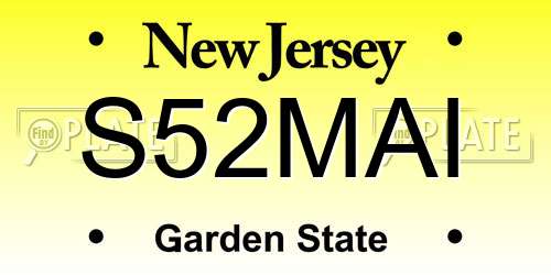 S52MAI New Jersey License Plate