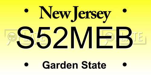 S52MEB New Jersey License Plate