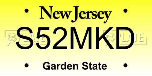 S52MKD New Jersey License Plate