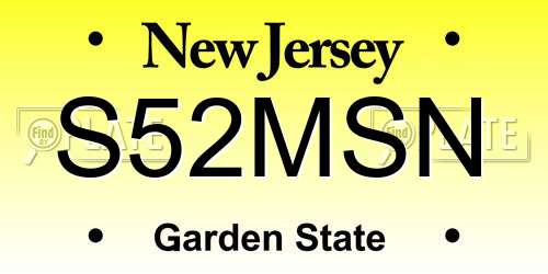 S52MSN New Jersey License Plate