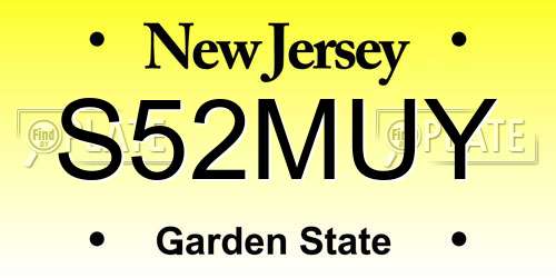 S52MUY New Jersey License Plate