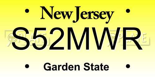 S52MWR New Jersey License Plate