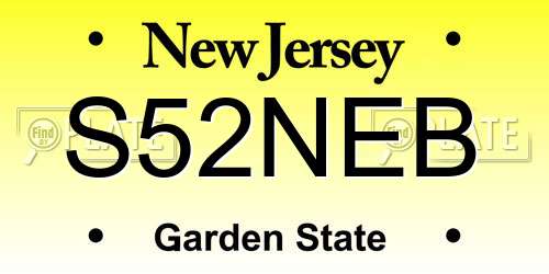 S52NEB New Jersey License Plate