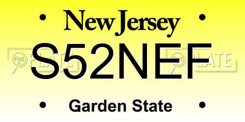 S52NEF New Jersey License Plate