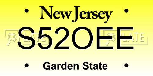 S52OEE New Jersey License Plate
