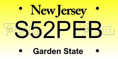 S52PEB New Jersey License Plate