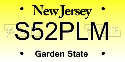 S52PLM New Jersey License Plate