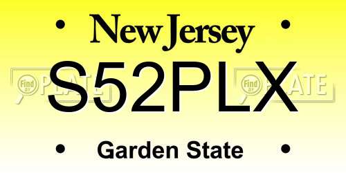 S52PLX New Jersey License Plate