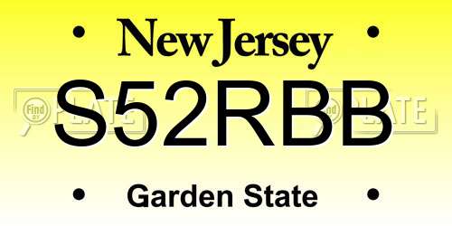 S52RBB New Jersey License Plate