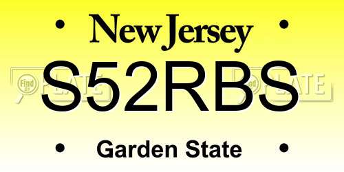 S52RBS New Jersey License Plate