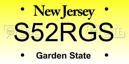 S52RGS New Jersey License Plate