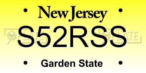 S52RSS New Jersey License Plate