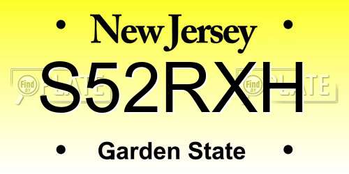S52RXH New Jersey License Plate