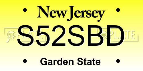 S52SBD New Jersey License Plate