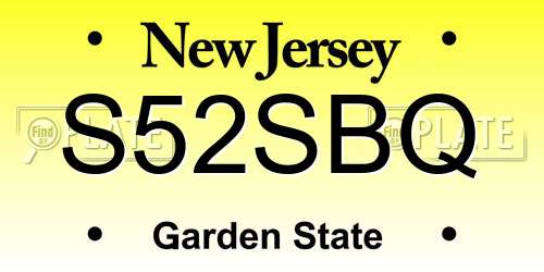 S52SBQ New Jersey License Plate