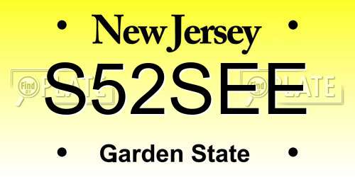 S52SEE New Jersey License Plate