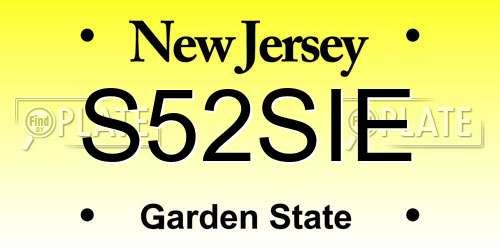 S52SIE New Jersey License Plate