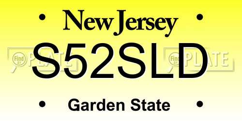 S52SLD New Jersey License Plate