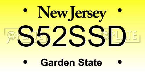 S52SSD New Jersey License Plate