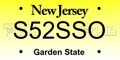 S52SSO New Jersey License Plate