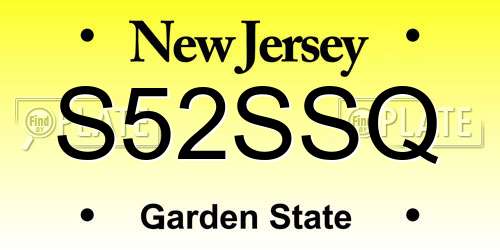 S52SSQ New Jersey License Plate