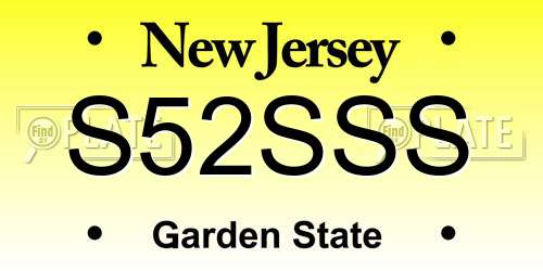 S52SSS New Jersey License Plate