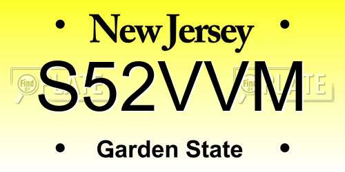 S52VVM New Jersey License Plate