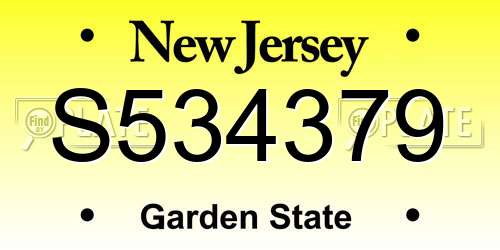 S534379 New Jersey License Plate