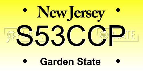 S53CCP New Jersey License Plate