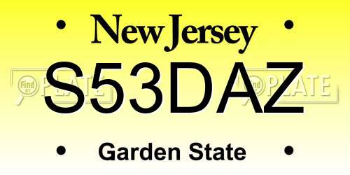 S53DAZ New Jersey License Plate