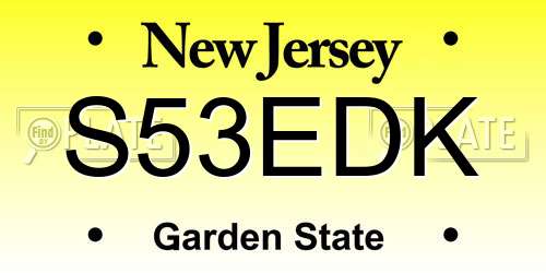 S53EDK New Jersey License Plate