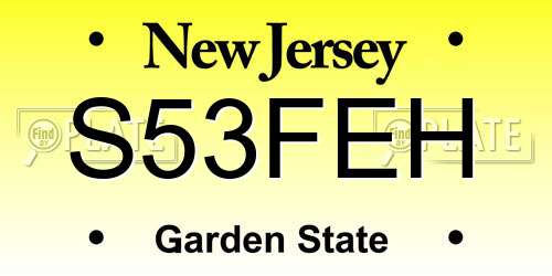 S53FEH New Jersey License Plate