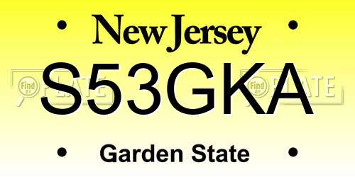 S53GKA New Jersey License Plate