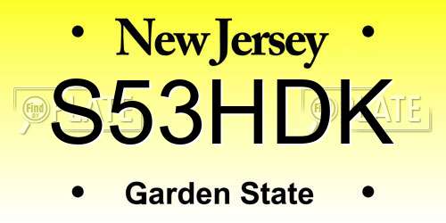 S53HDK New Jersey License Plate
