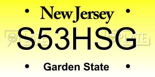 S53HSG New Jersey License Plate